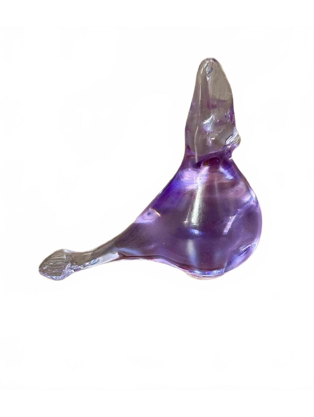 Vintage Handblown Blue/Purple Art Alexandrite Glass Bird Figurine Paperweight